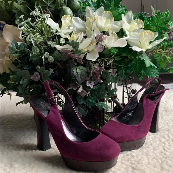 90s/Y2K burgundy chunky platform heels - Picture 1 of 8